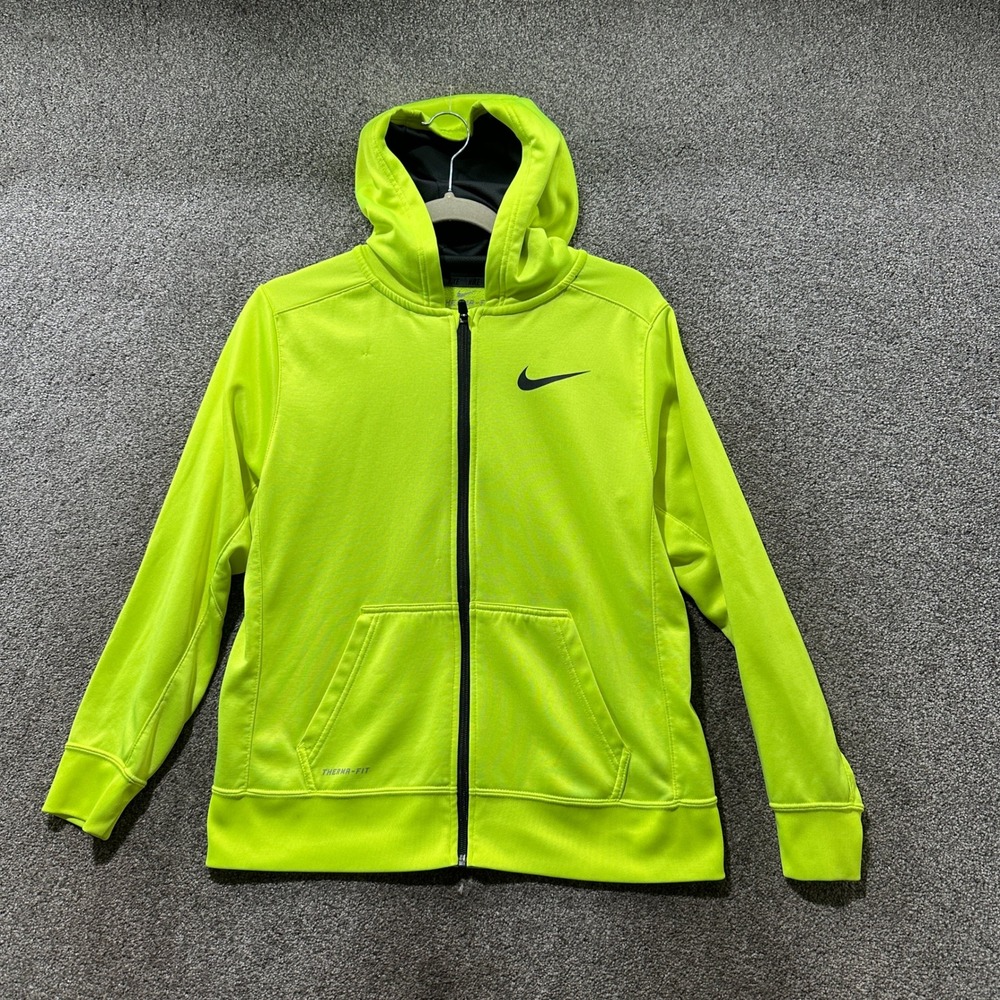 Nike Therma-FIT Full Zip Hoodie Kids XL Volt Neon Yellow 716860-702